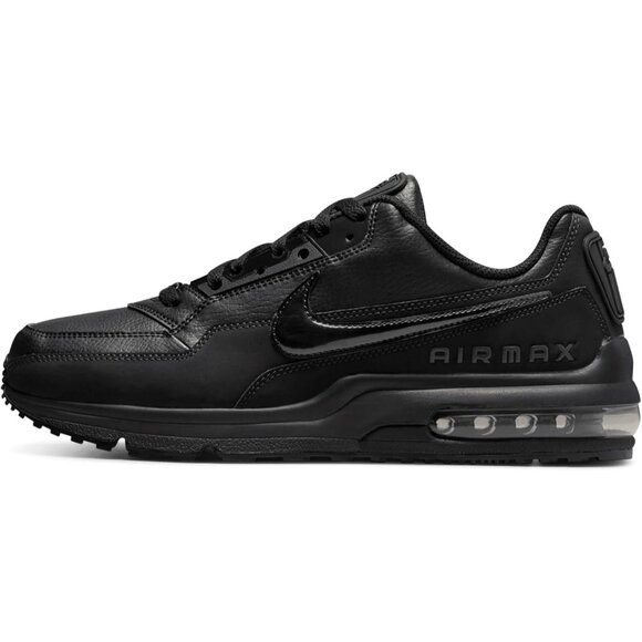 🆕Nike Men’s Black/Black/Black Leather Air Max Lifestyle Running Sneakers - Picture 3 of 9